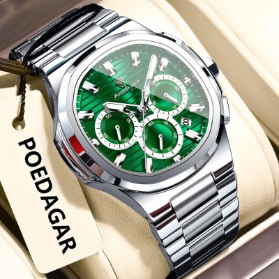 POEDAGAR 834  Green - Best Luxury Man Quartz Watch Nice Square Watch For Men Waterproof Luminous Date Stainles